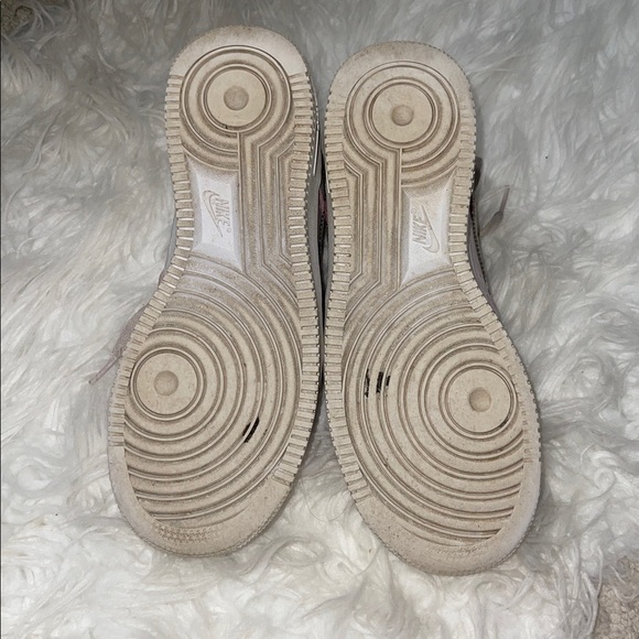 Nike Air Force Women's Light Pink Sneakers with Holographic Silver Swoosh - Picture 6 of 7